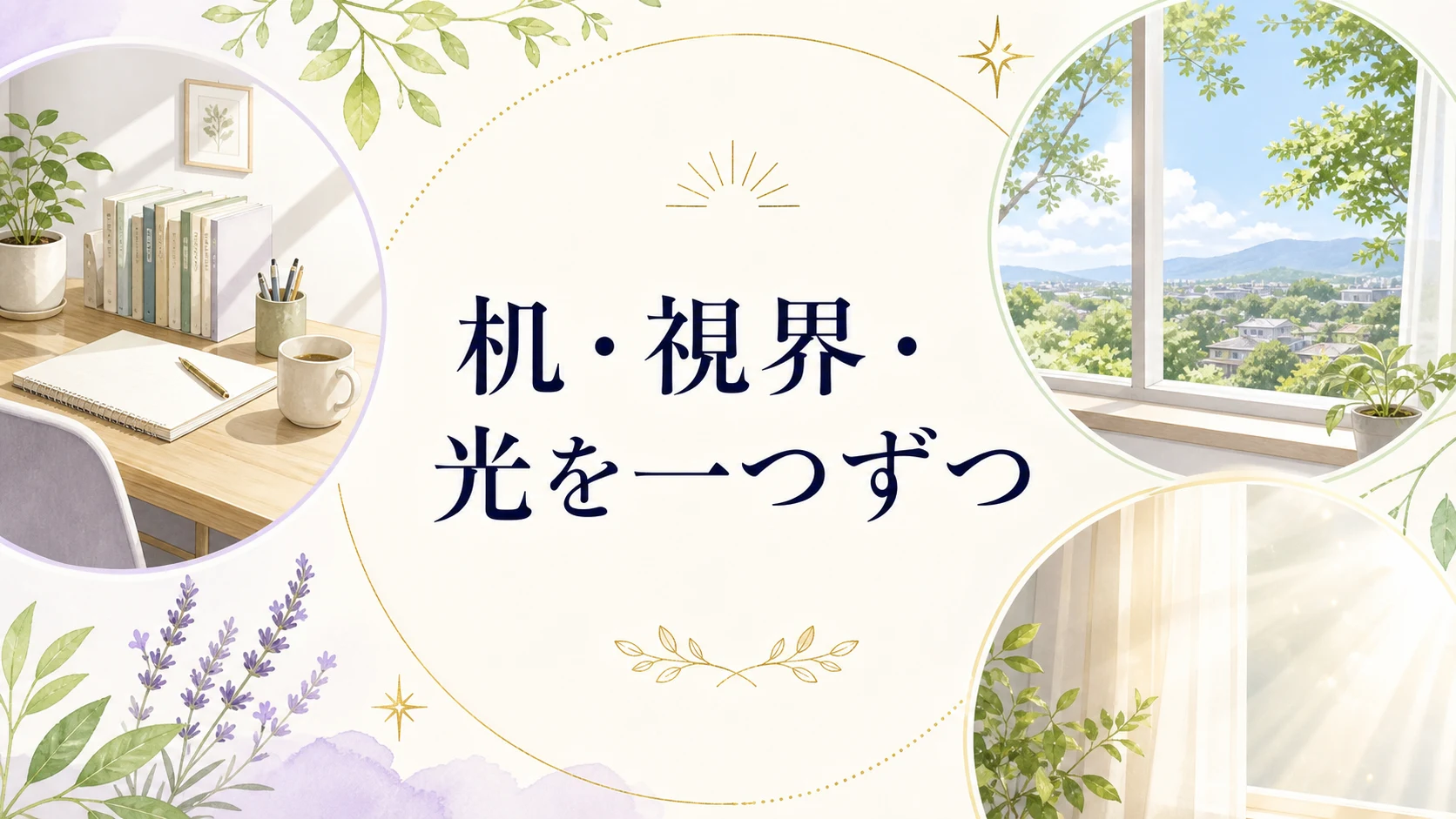 机の位置と気の流れから集中できる環境を作るイメージ