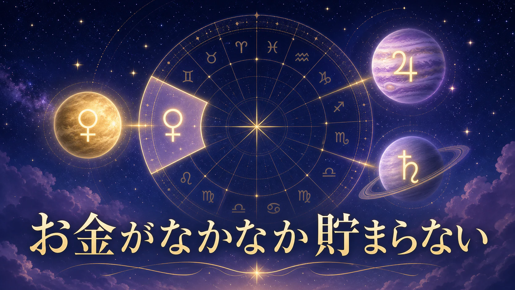 ホロスコープの2ハウス・金星・木星・土星から金銭感覚を見る記事のアイキャッチ