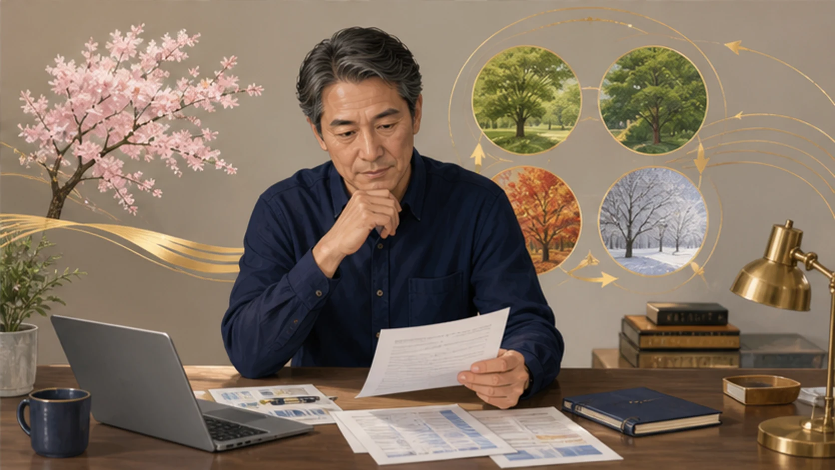50代の経験と新しい仕事への道を四柱推命の流れに重ねたイメージ