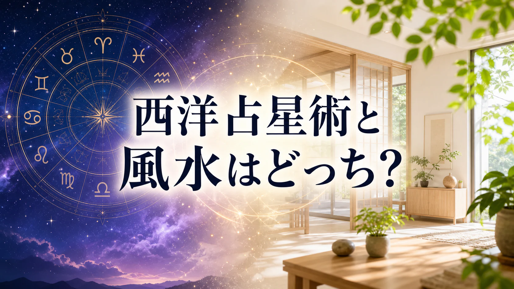 西洋占星術・風水・四柱推命・タロットの入り口を比べるイメージ