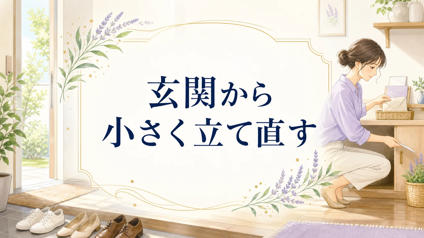 清められた玄関から家へ新しい気が入るイメージ