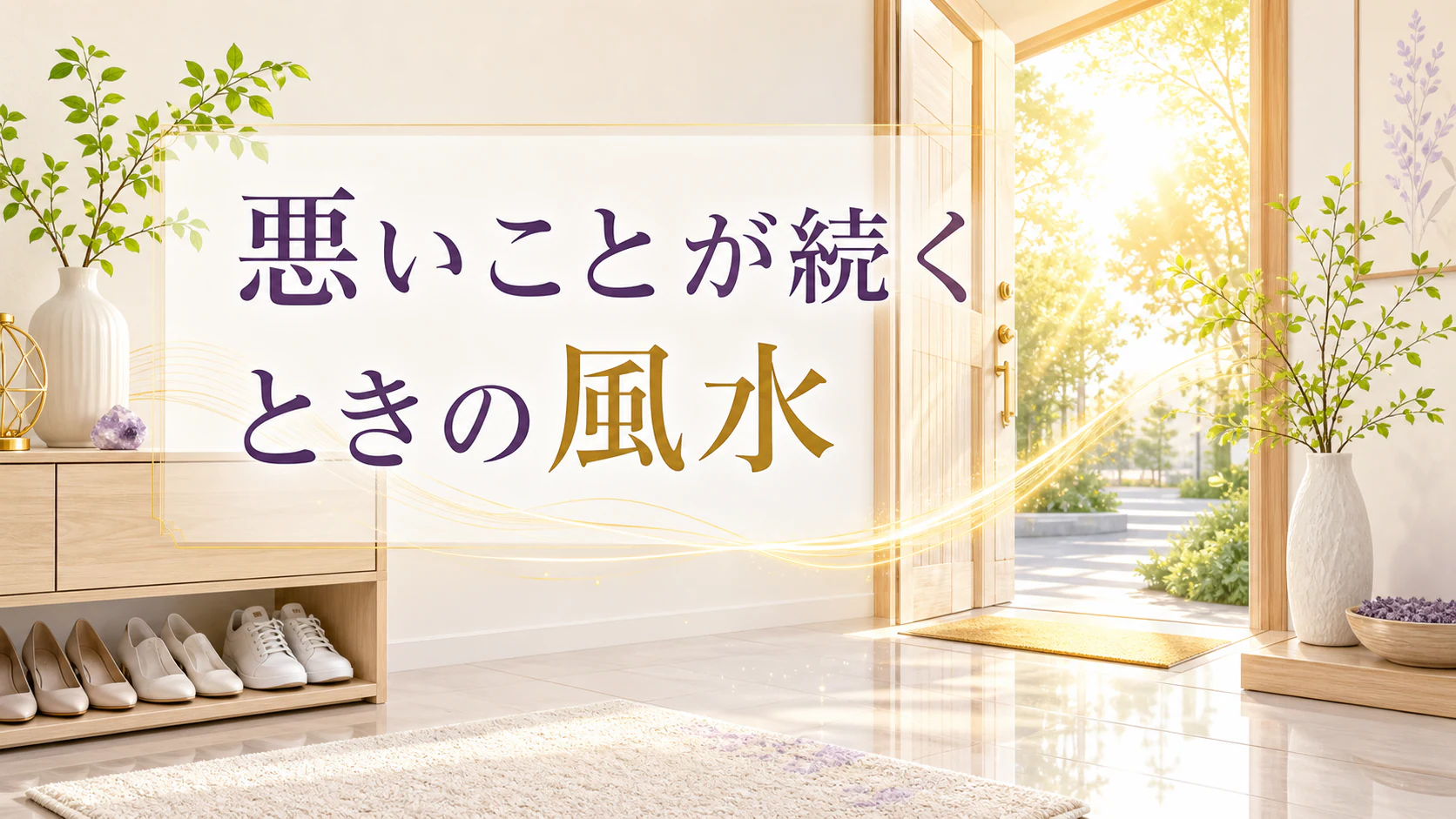 朝日が入る清らかな玄関に「悪いことが続くときの風水」と記した記事アイキャッチ