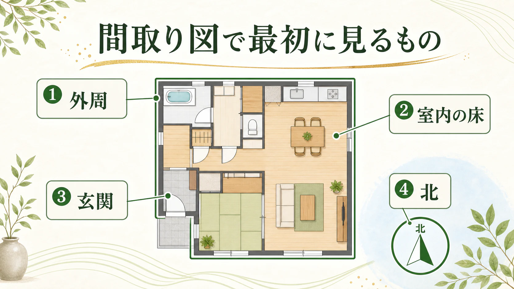 間取り図に玄関・窓・よく過ごす場所を書き込む風水相談の準備