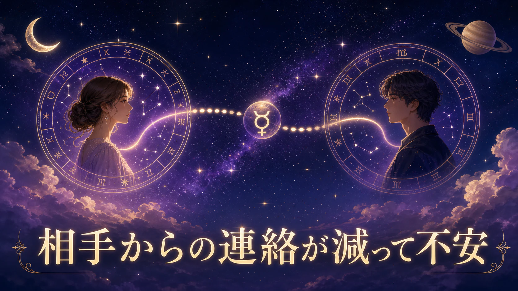 二人のホロスコープと水星の軌道から連絡の相性を見る西洋占星術記事のアイキャッチ