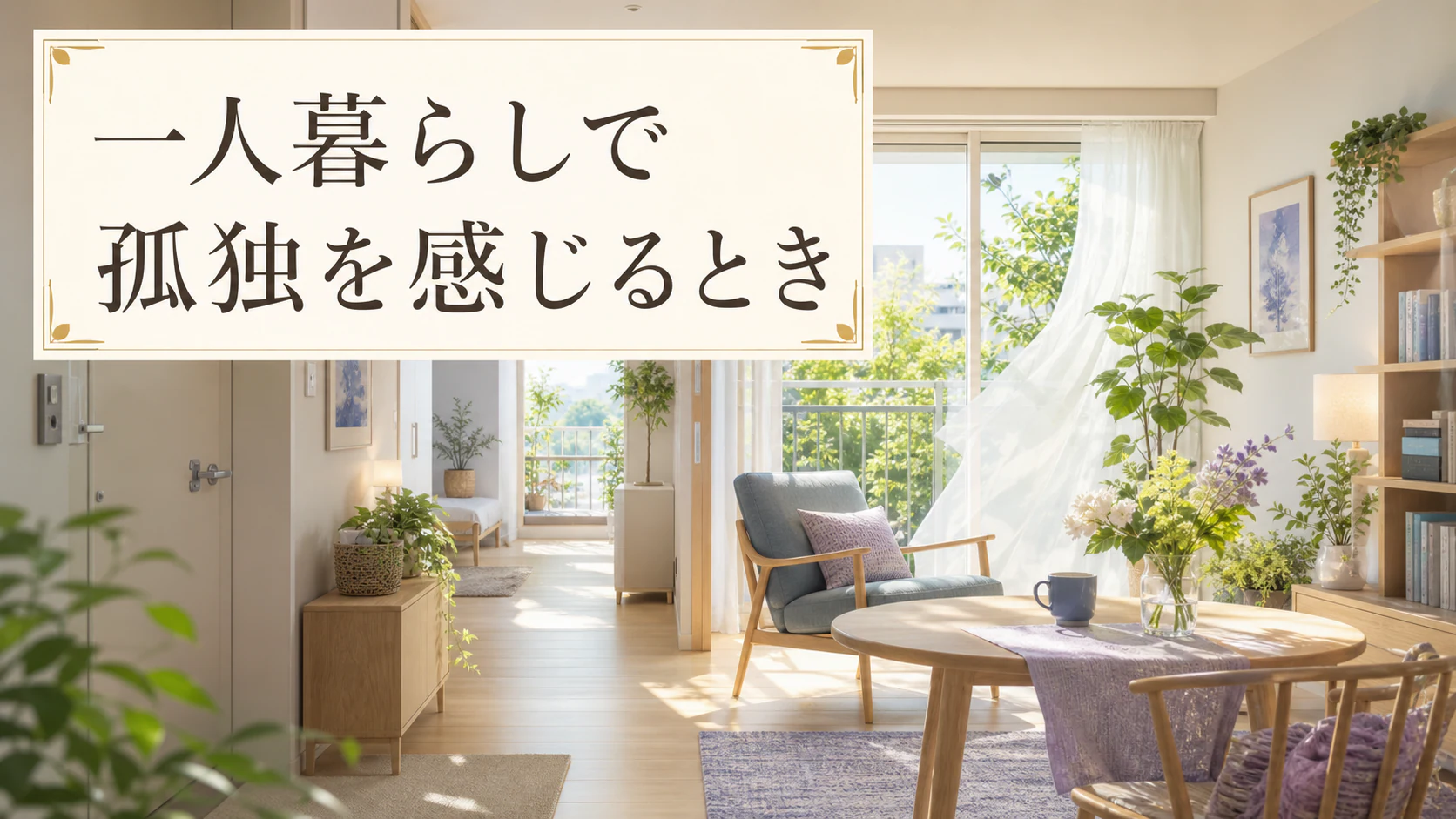朝の光が入る一人暮らしの部屋で外との縁と一人の回復を整える風水記事のアイキャッチ