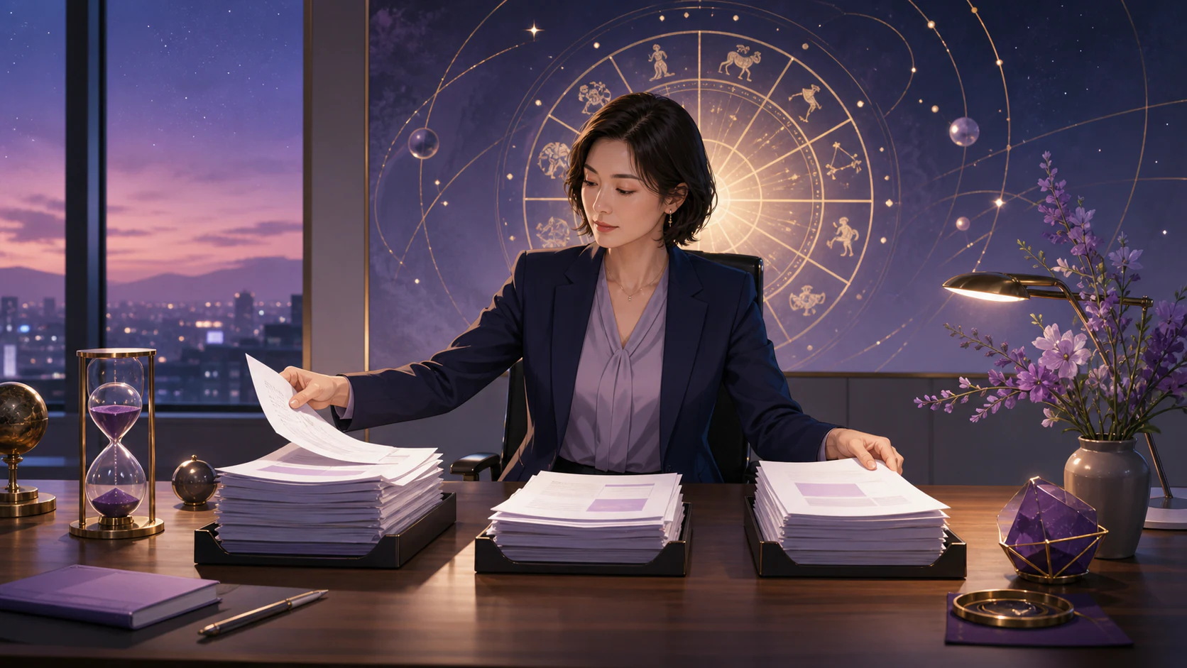 責任の書類と星の軌道を前に、自分がすることを見直す人物のアイキャッチ