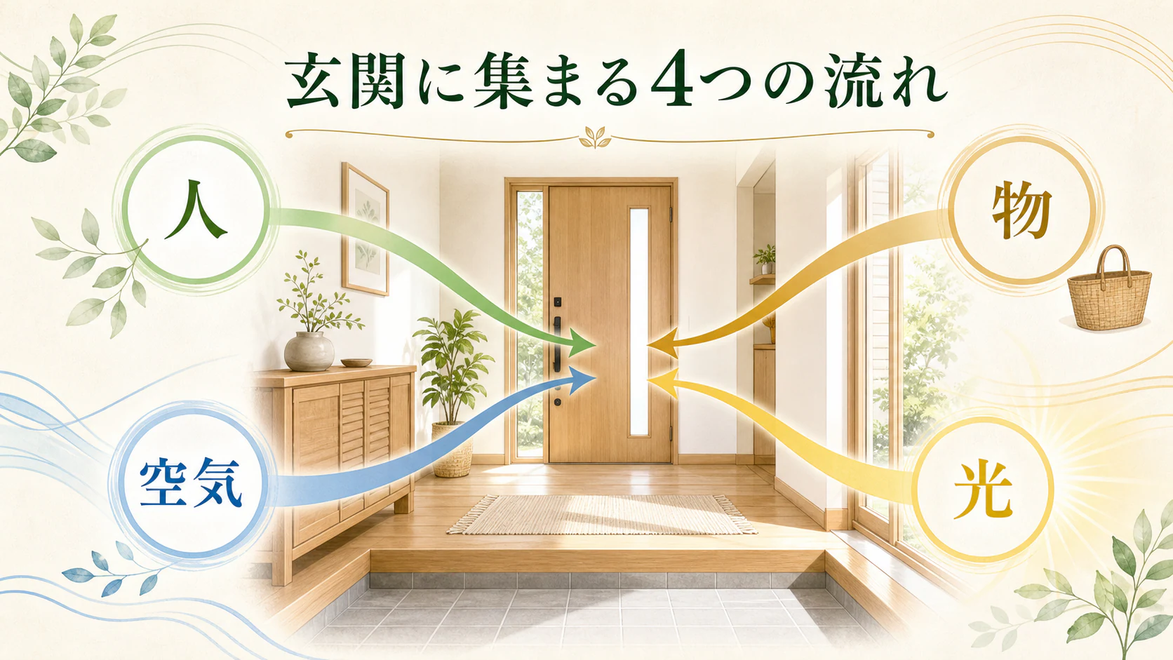 気の入口である玄関に新しい縁を迎える余白を作るイメージ