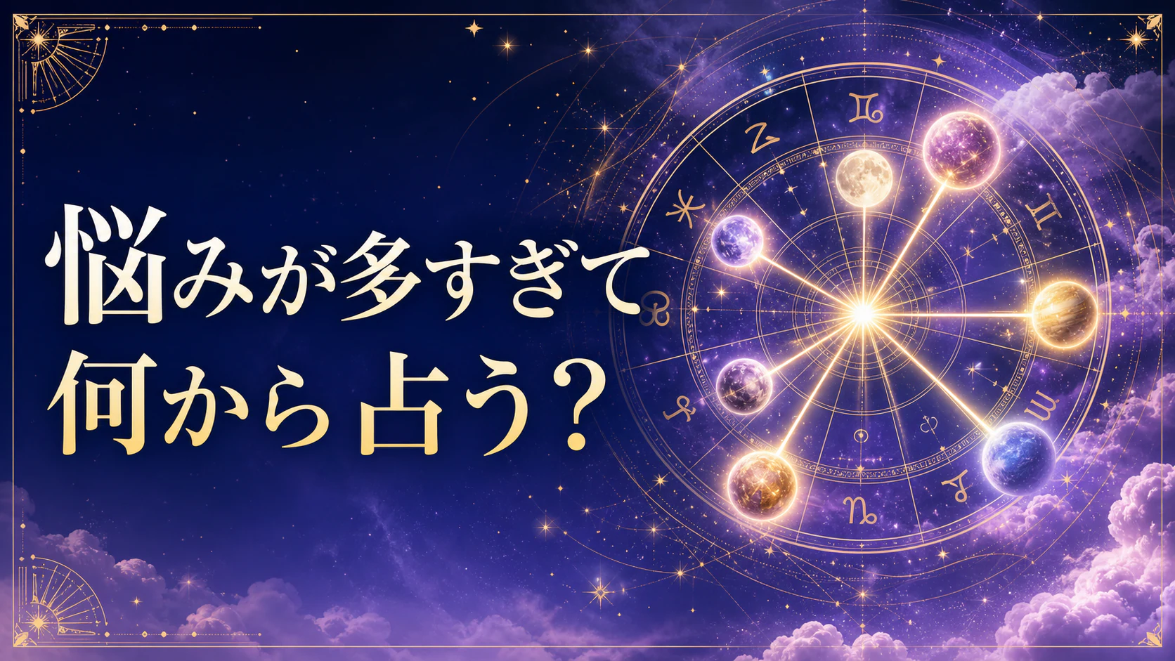 星空のホロスコープに「悩みが多すぎて何から占う？」と記した記事アイキャッチ