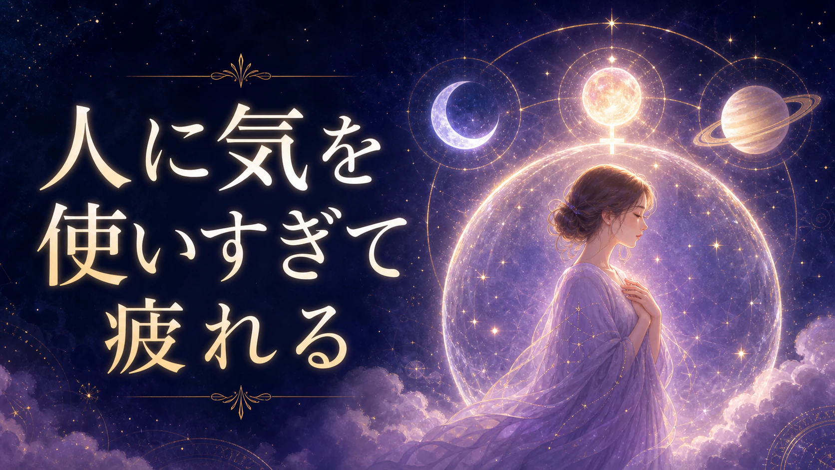 月と金星の光に「人に気を使いすぎて疲れる」と記した記事アイキャッチ