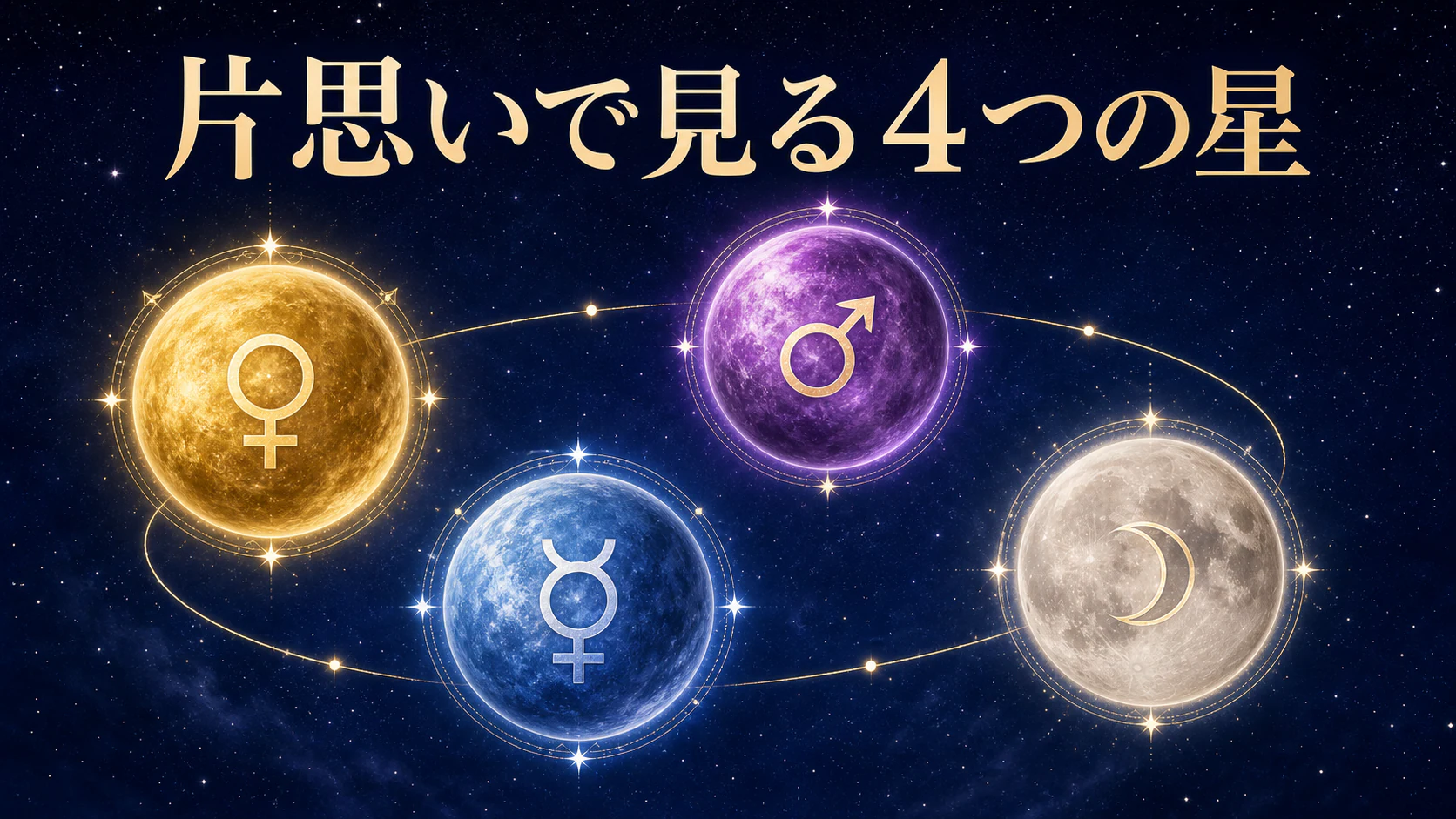 金星・火星・水星・月から片思いの二人の接点を見る図
