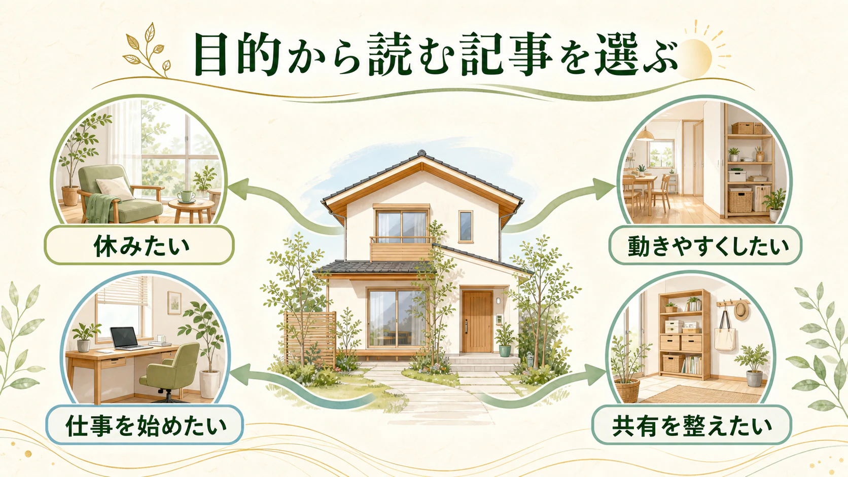 第3章 部屋別に住まいを整えるを暮らしの中で分かりやすく整理した図