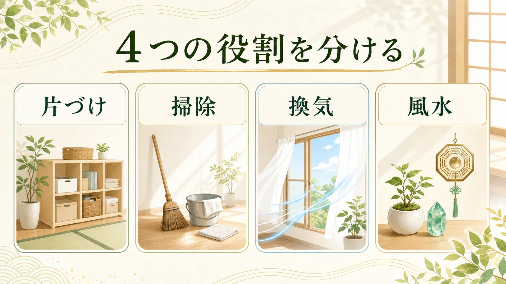 片づけは物の場所を決めることを暮らしの中で分かりやすく整理した図