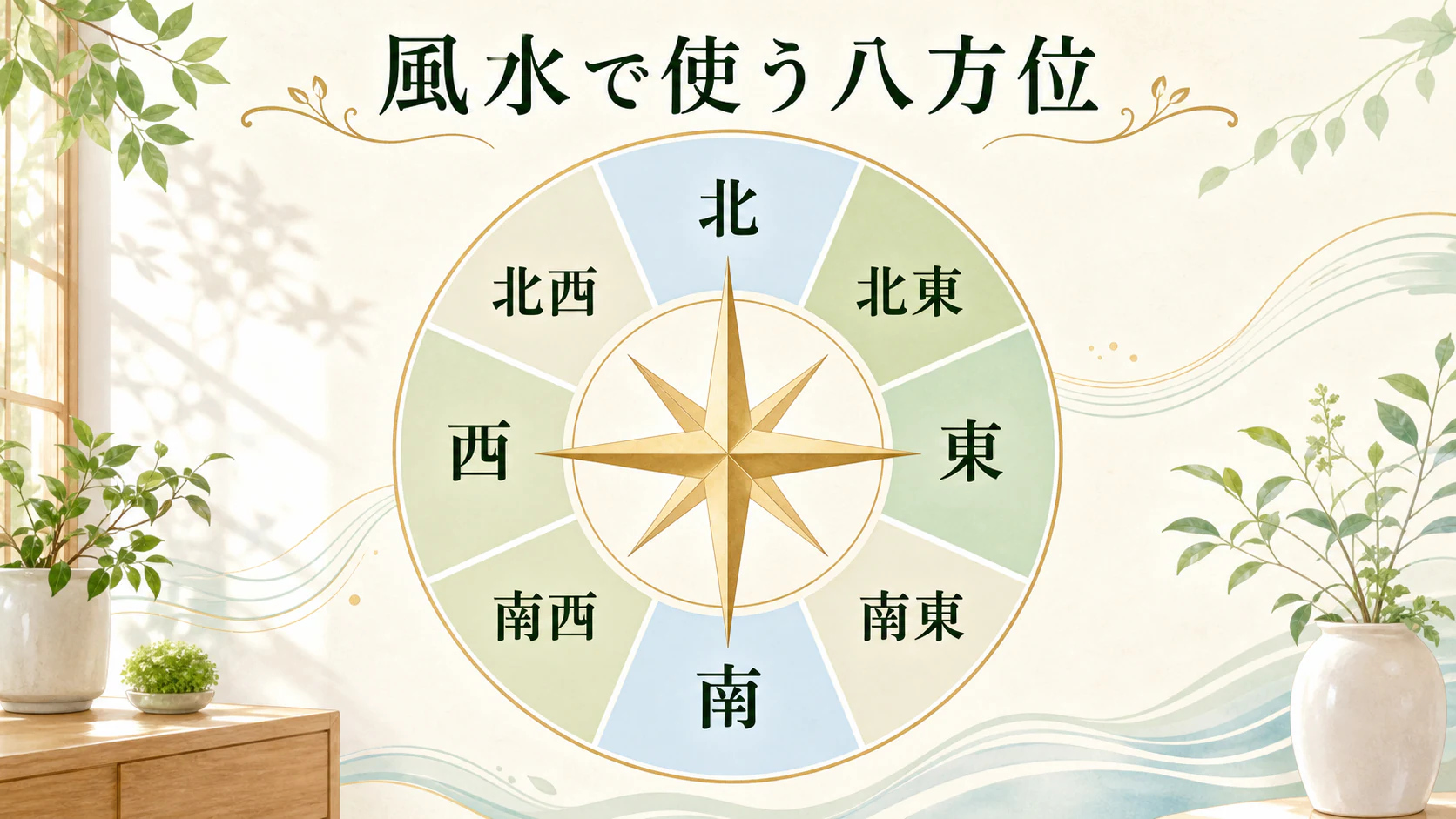 八方位は空間を八つの方向に分けるを暮らしの中で分かりやすく整理した図