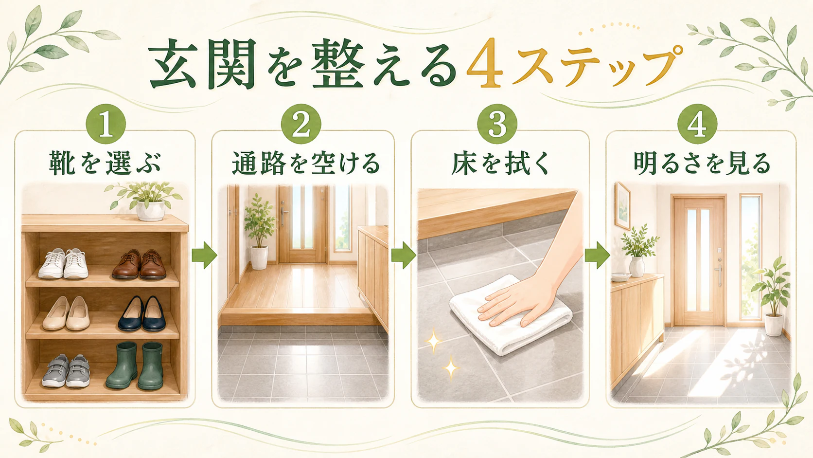 明るさ・におい・床を観察するを暮らしの中で分かりやすく整理した図