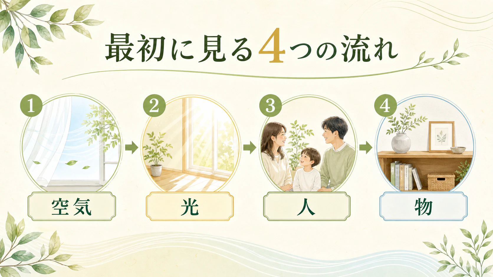 初心者は4つの流れを観察するを暮らしの中で分かりやすく整理した図