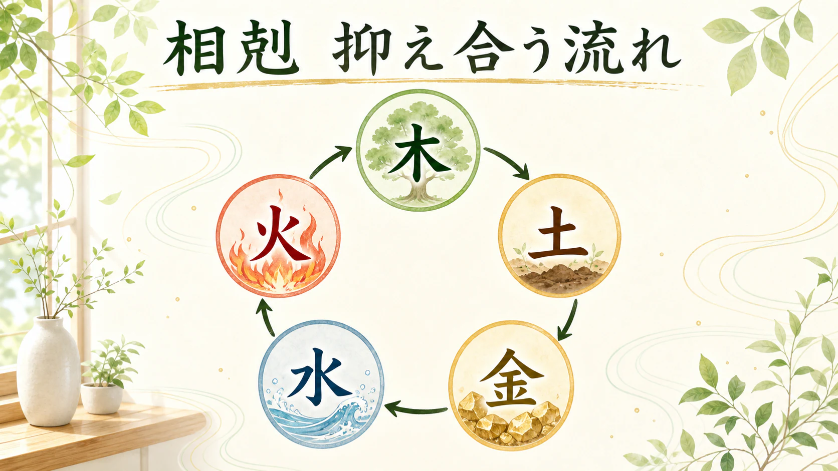 相剋は強すぎる働きを抑える関係を暮らしの中で分かりやすく整理した図