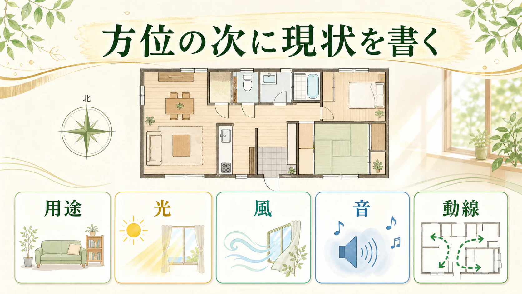 最後に部屋の用途と現状を書き込むを暮らしの中で分かりやすく整理した図