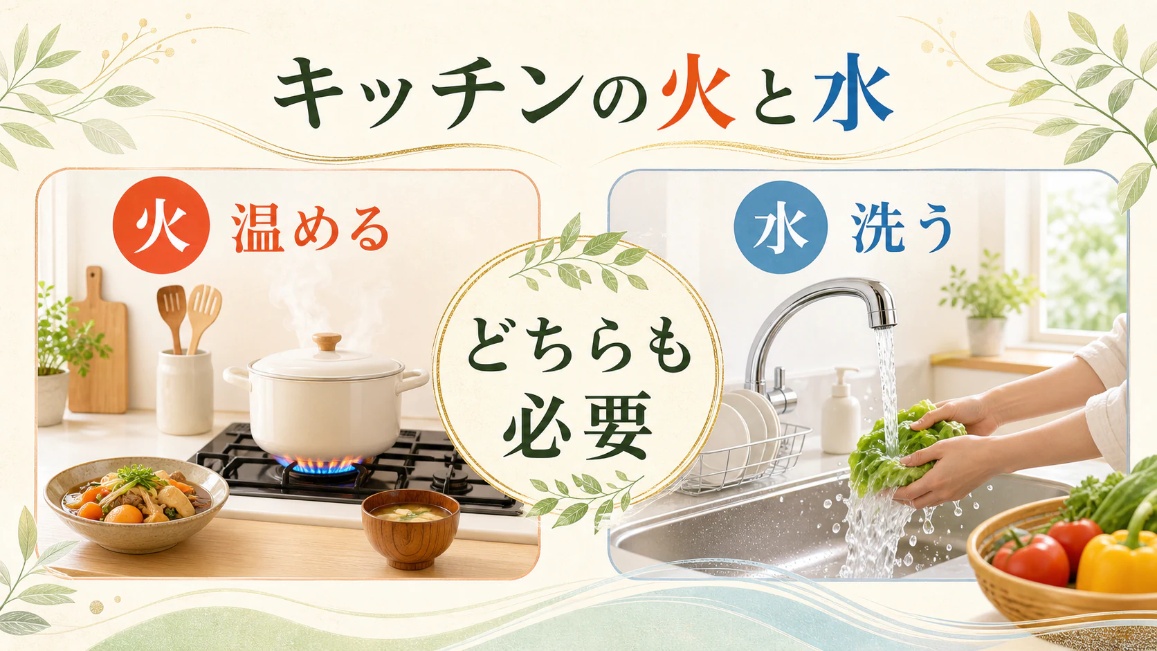 火と水は働きの違いとして見るを暮らしの中で分かりやすく整理した図