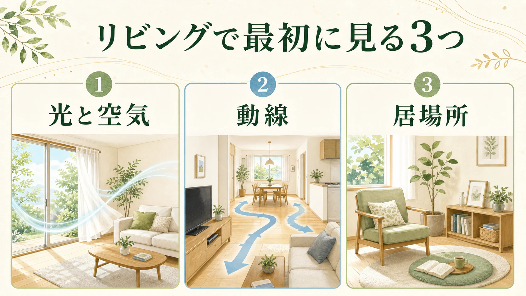 最初に光と空気の入口を見るを暮らしの中で分かりやすく整理した図