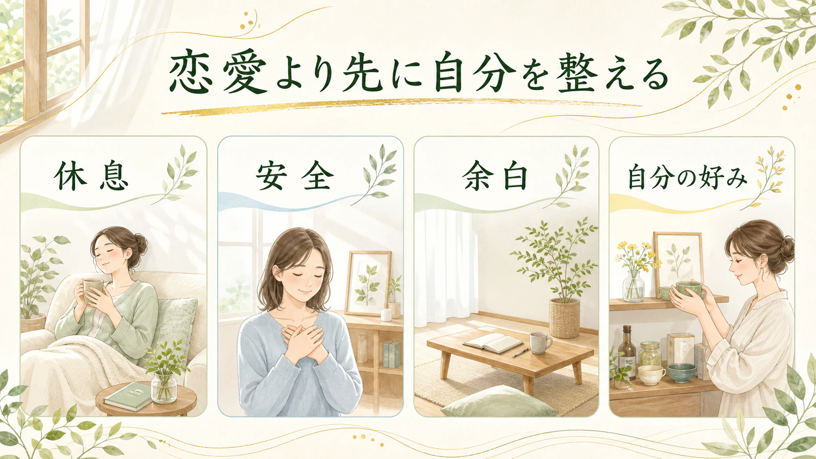 まず自分が休める寝室を作るを暮らしの中で分かりやすく整理した図