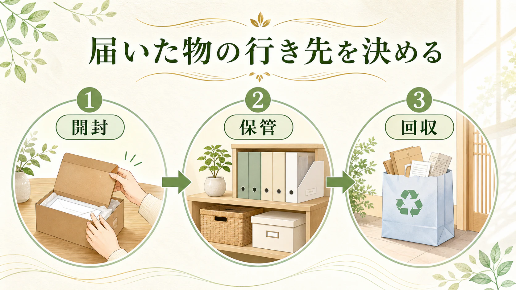玄関に届いた物の行き先を作るを暮らしの中で分かりやすく整理した図