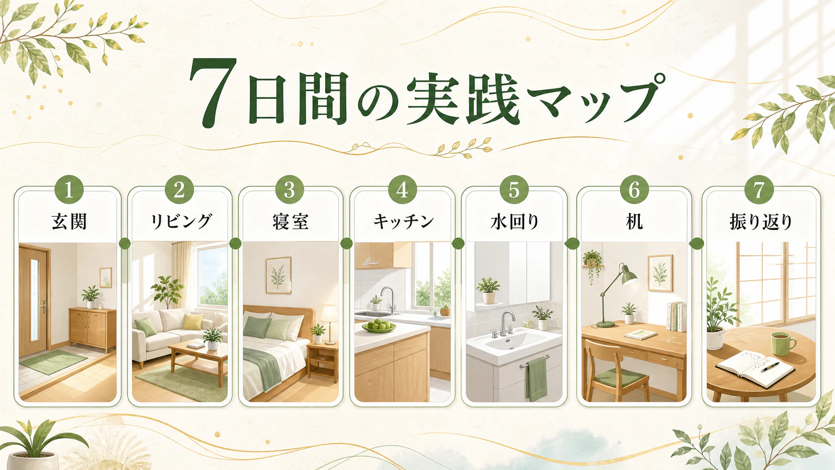 1日目は玄関の足元を一人分空けるを暮らしの中で分かりやすく整理した図