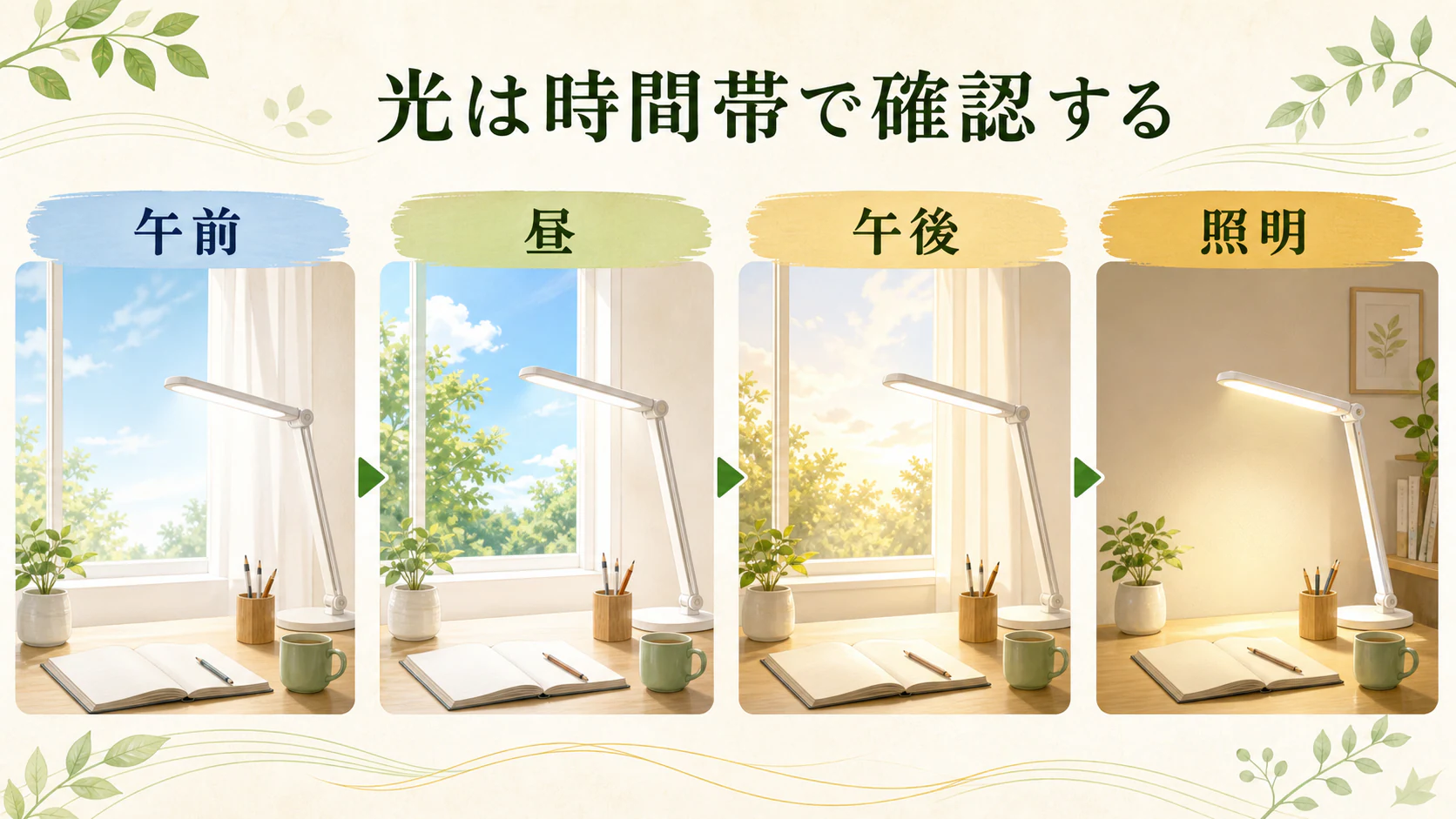 窓の光を味方にして反射を避けるを暮らしの中で分かりやすく整理した図