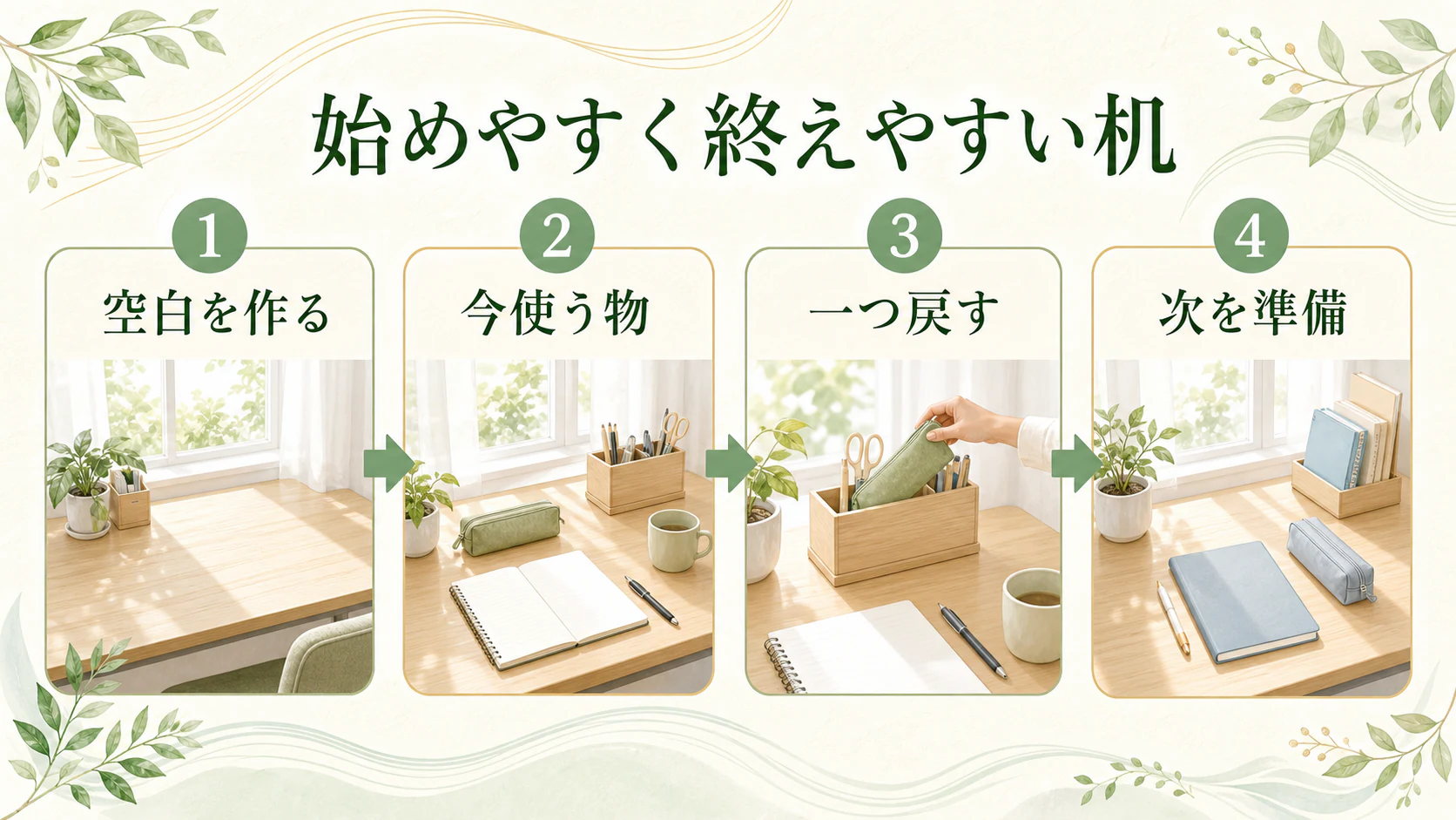 机上に開始地点と終了地点を作るを暮らしの中で分かりやすく整理した図