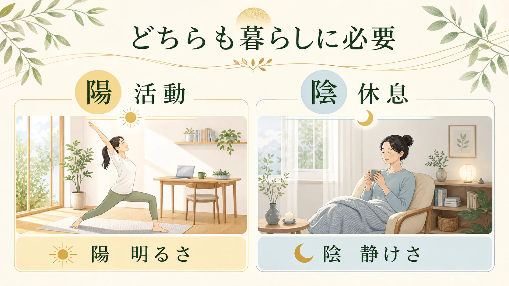陽がよくて陰が悪いわけではないを暮らしの中で分かりやすく整理した図