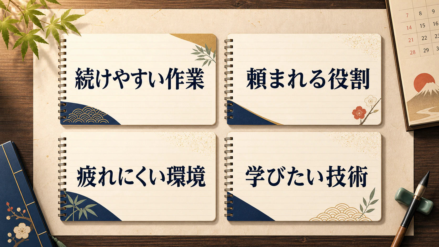 作業、役割、環境、技術の四つの適職質問
