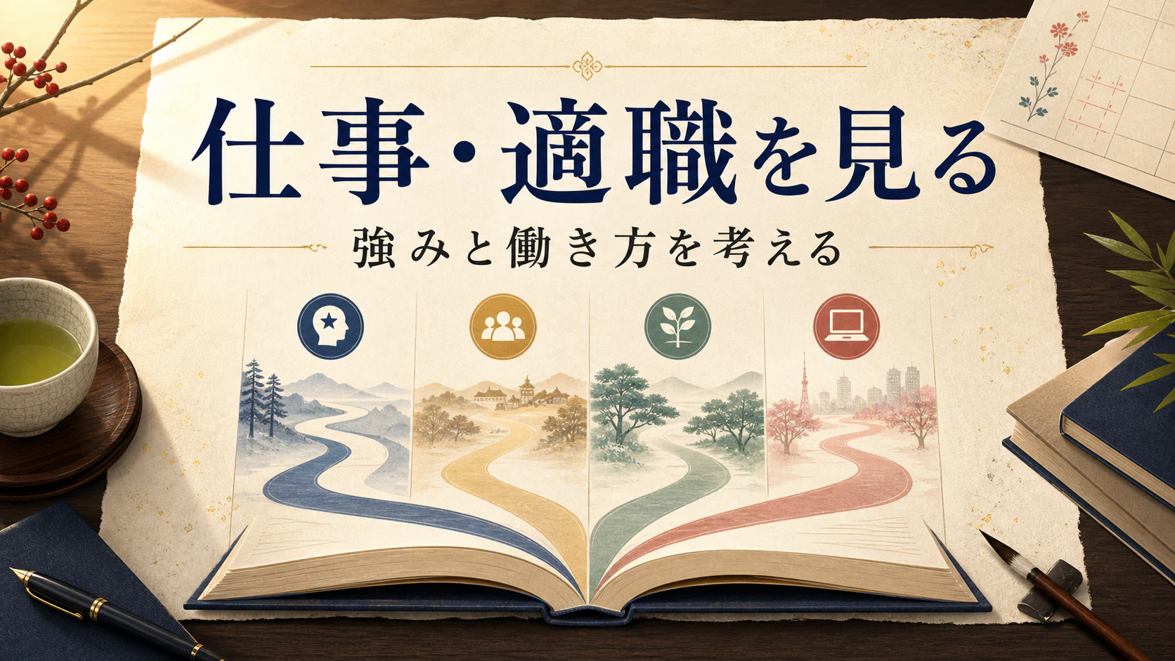 命式から複数の仕事の役割へ道が伸びるアイキャッチ