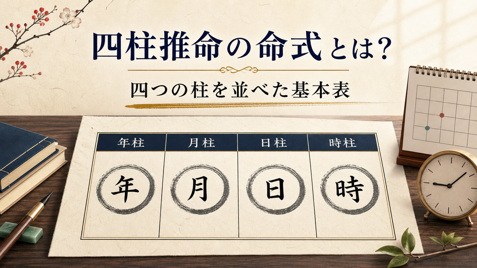 四柱推命の四つの柱を並べた命式のアイキャッチ