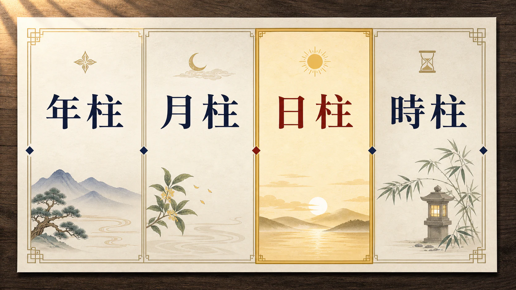 年柱、月柱、日柱、時柱の並び