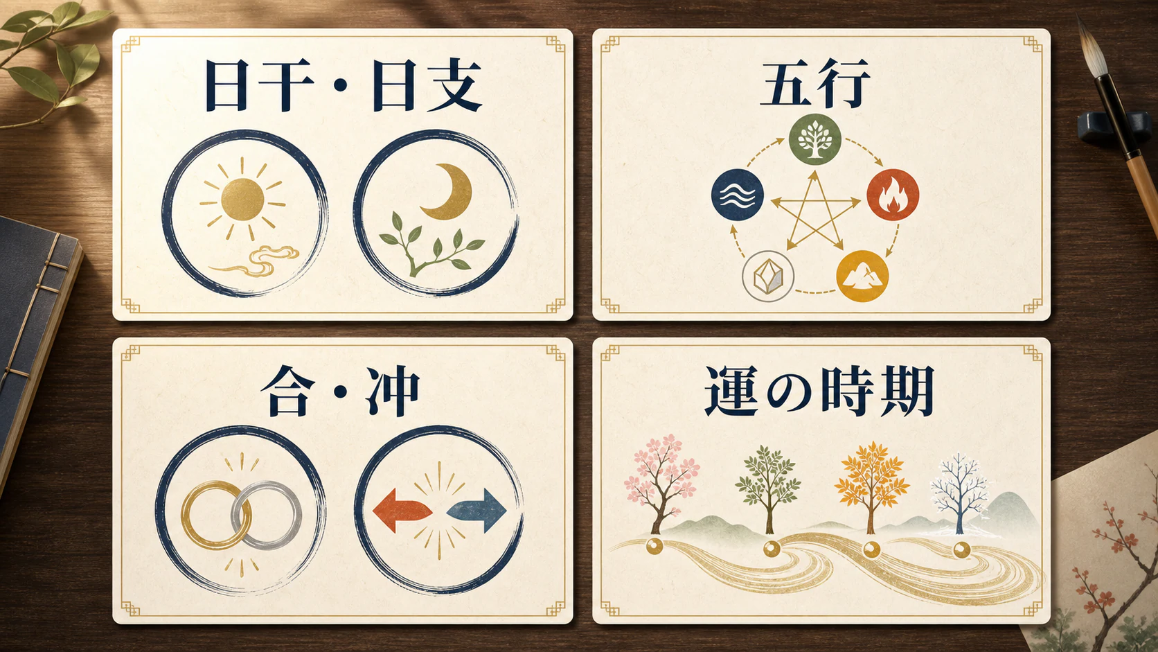 日干日支、五行、合冲、運の時期の四視点