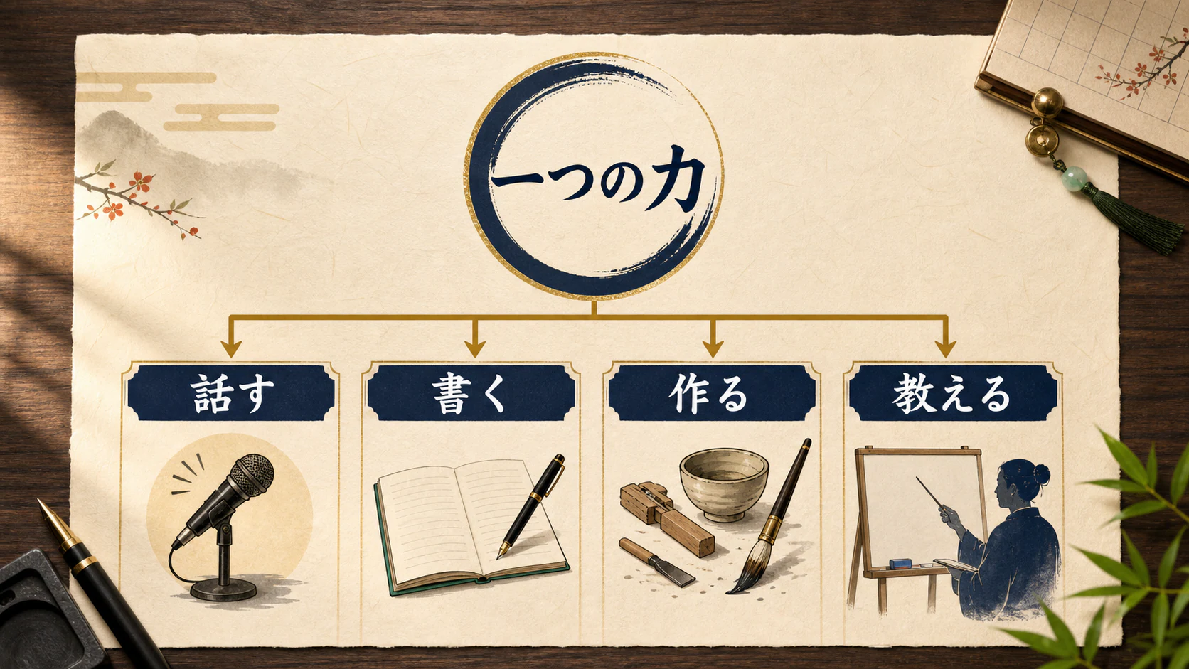 一つの力が話す書く作る教えるへ表れる図