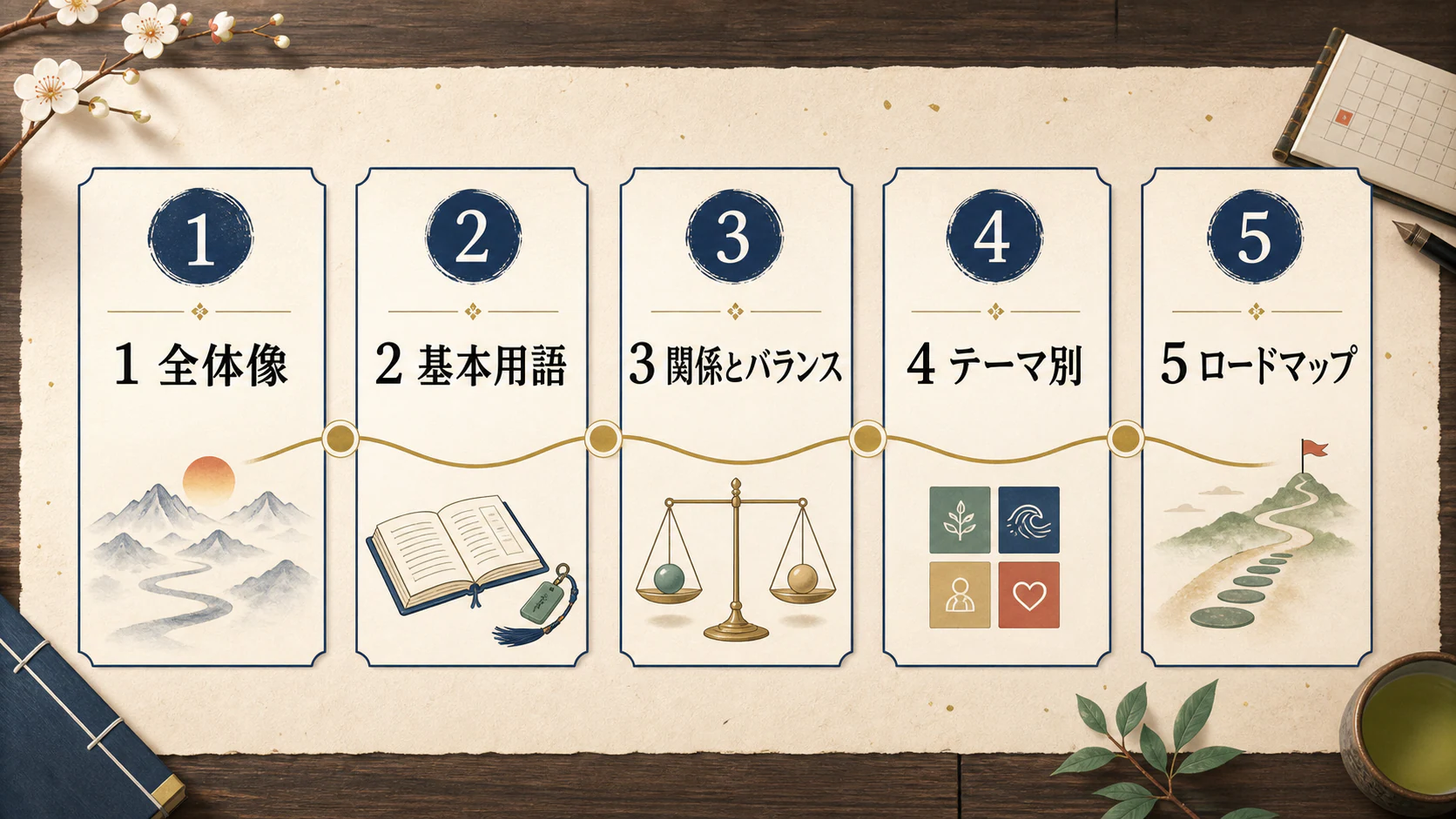 四柱推命シリーズの五章構成図