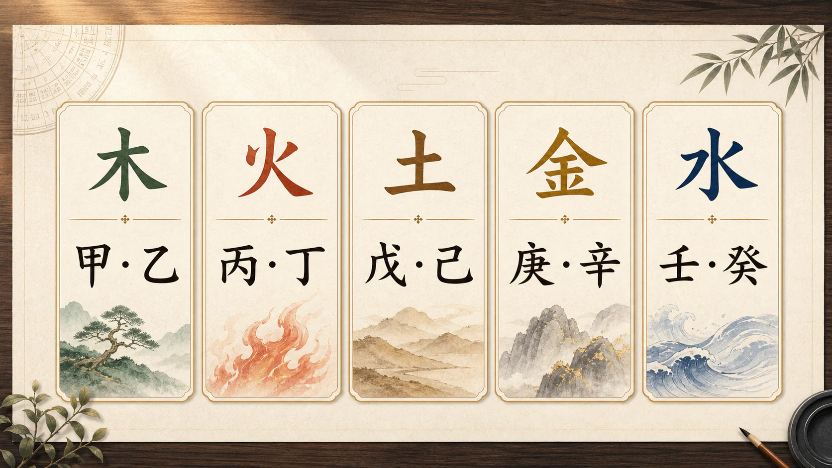 甲乙から壬癸までを五行別に示す図