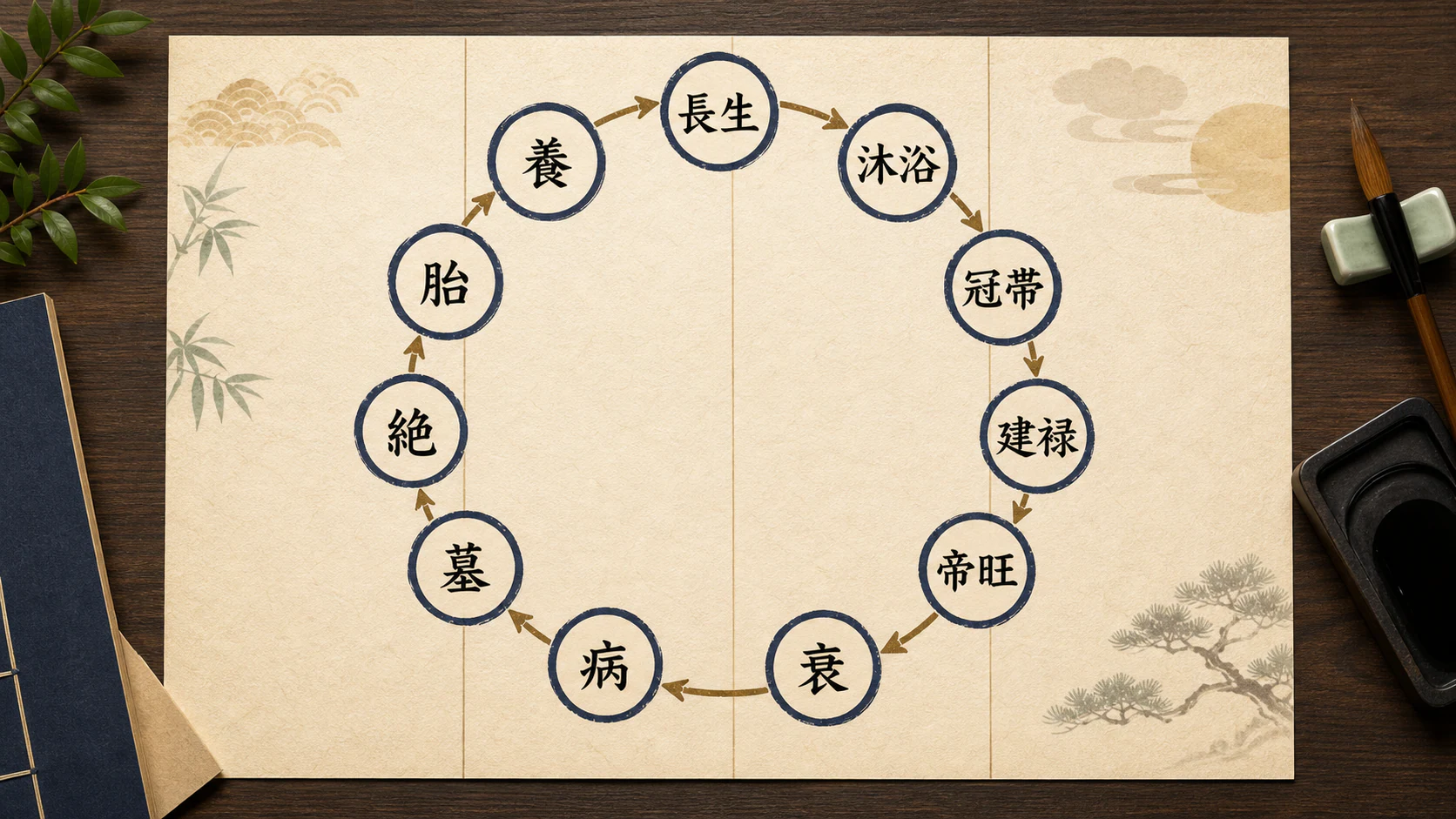 長生から養まで十二運の順番を示す図