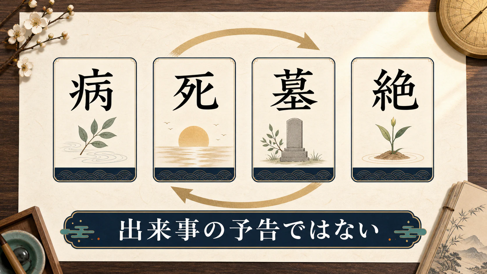 病死墓絶は出来事の予告ではないと示す図