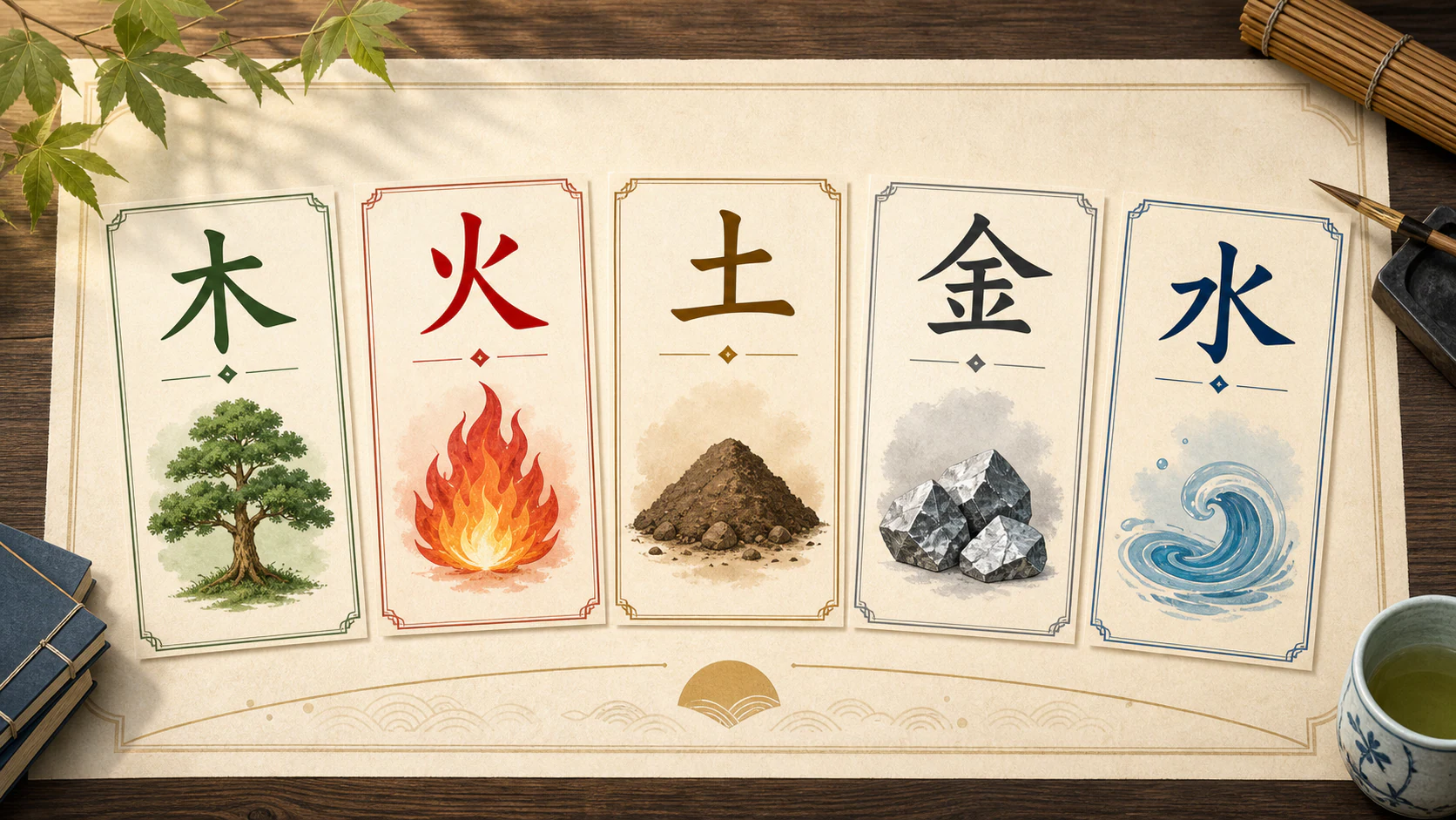 木火土金水の五行を並べた図
