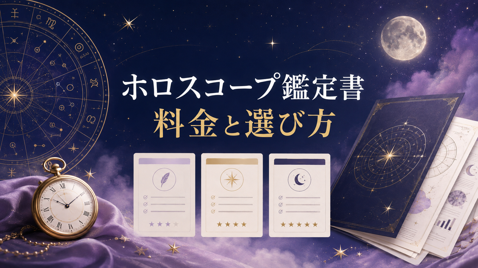 ホロスコープ鑑定書の料金と出生時間の条件を比べる画像