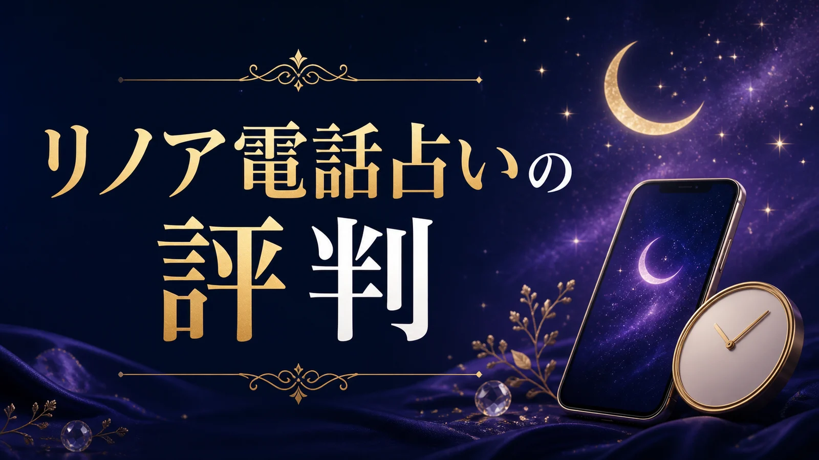 電話占いリノアの評判と初回10分無料を時計とスマートフォンで表した画像