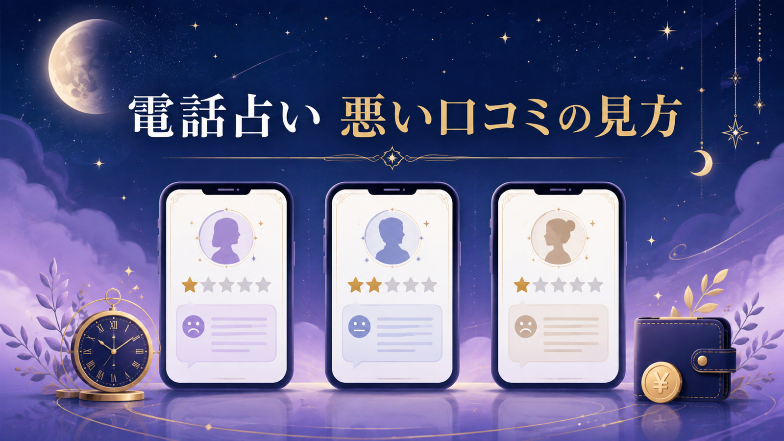 電話占い三社の悪い口コミを料金・時間・相性に分けて確認する画像