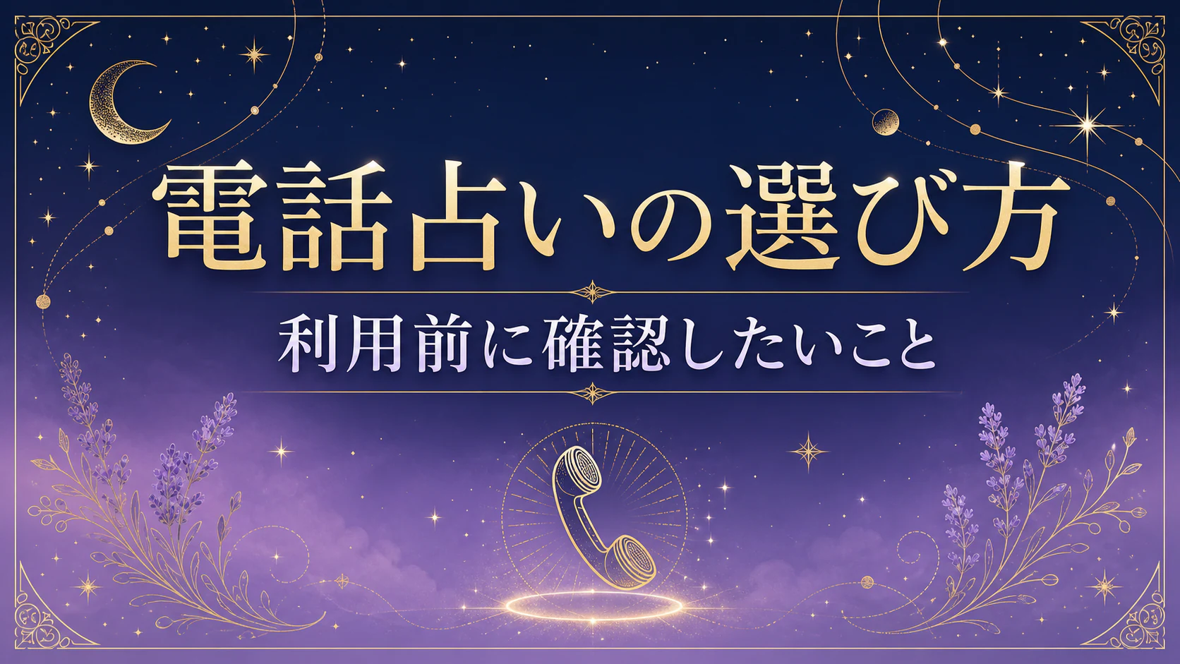 電話で占いを相談する前の確認点を月と星のモチーフで表した画像