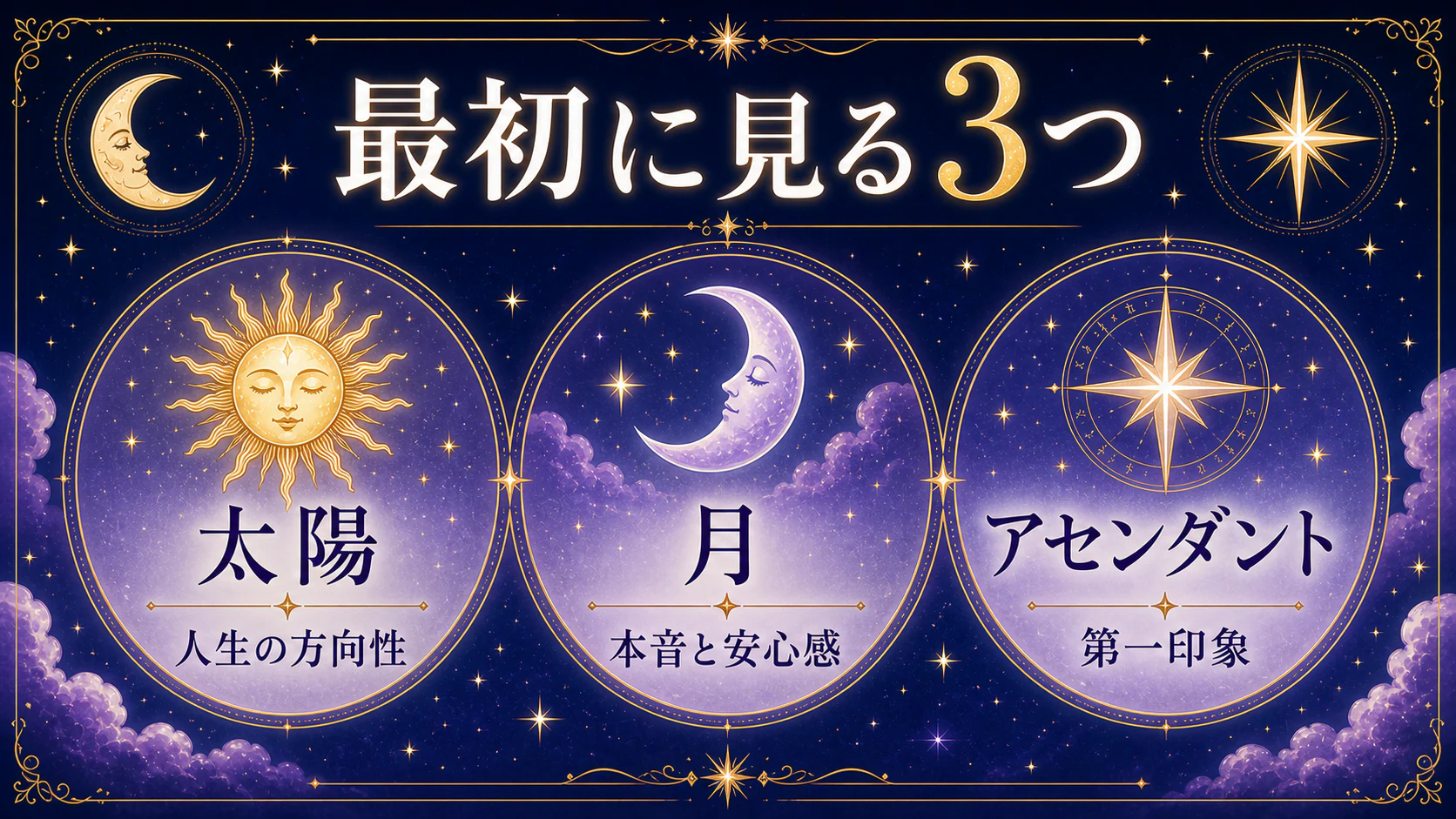 ステップ1:太陽・月・アセンダントを見るを初心者向けに整理した図