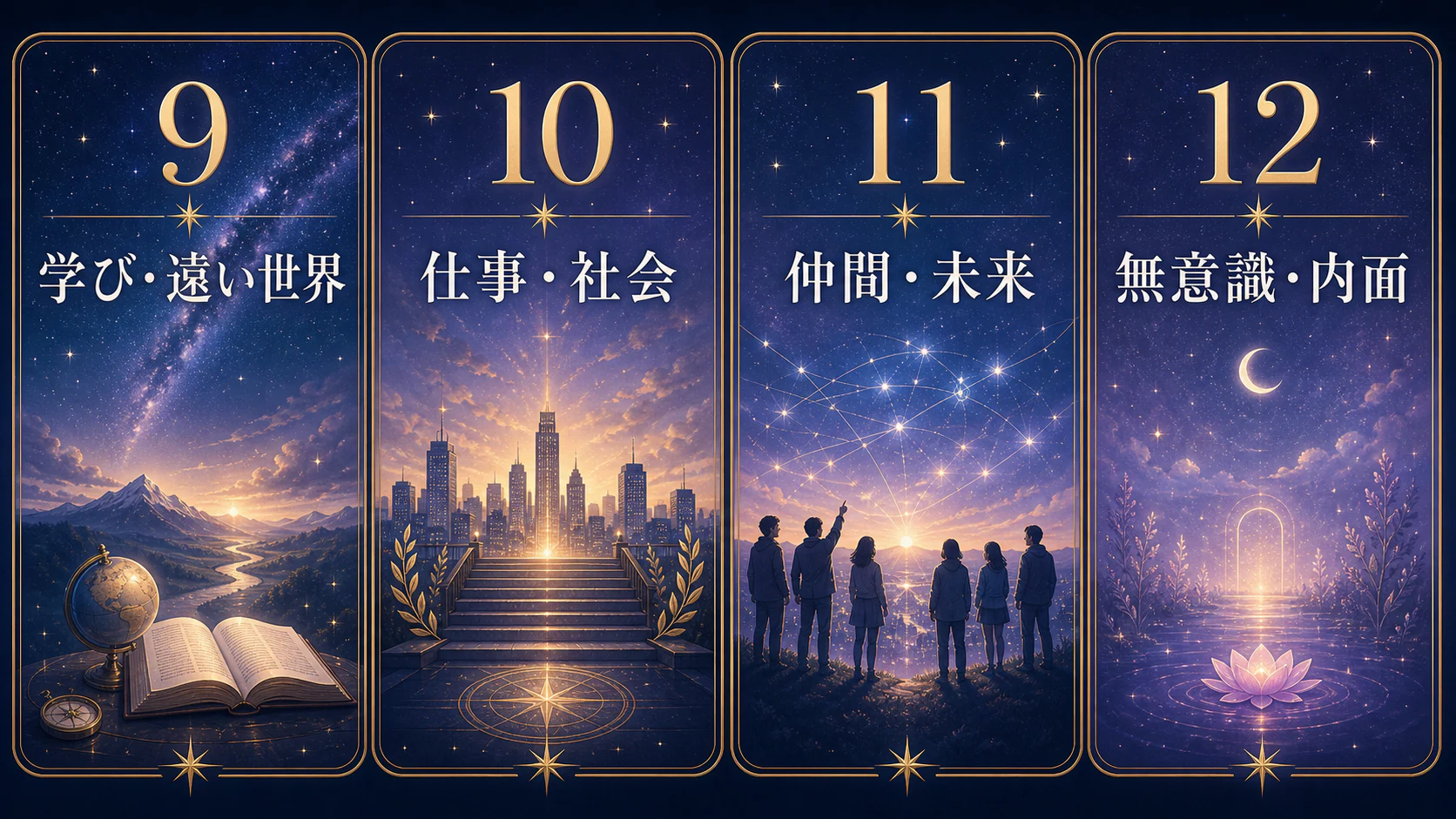 9〜12ハウスは広い世界と内面を初心者向けに整理した図