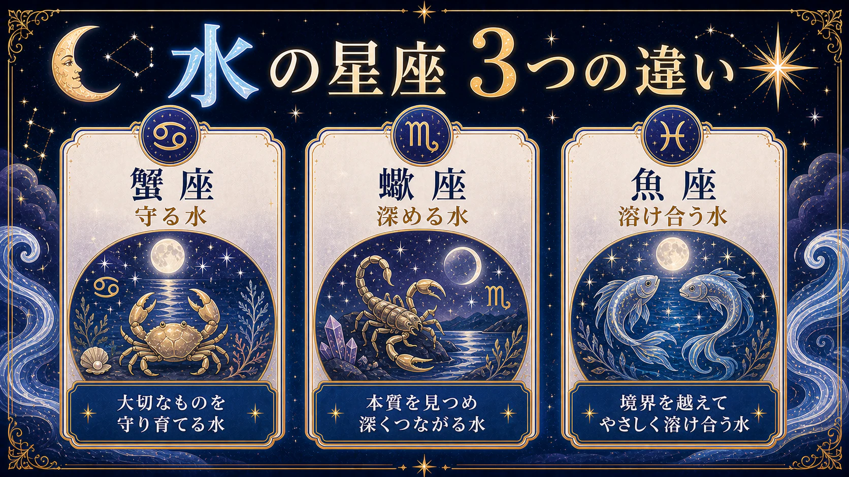 魚座は「溶け合う水」を初心者向けに整理した図